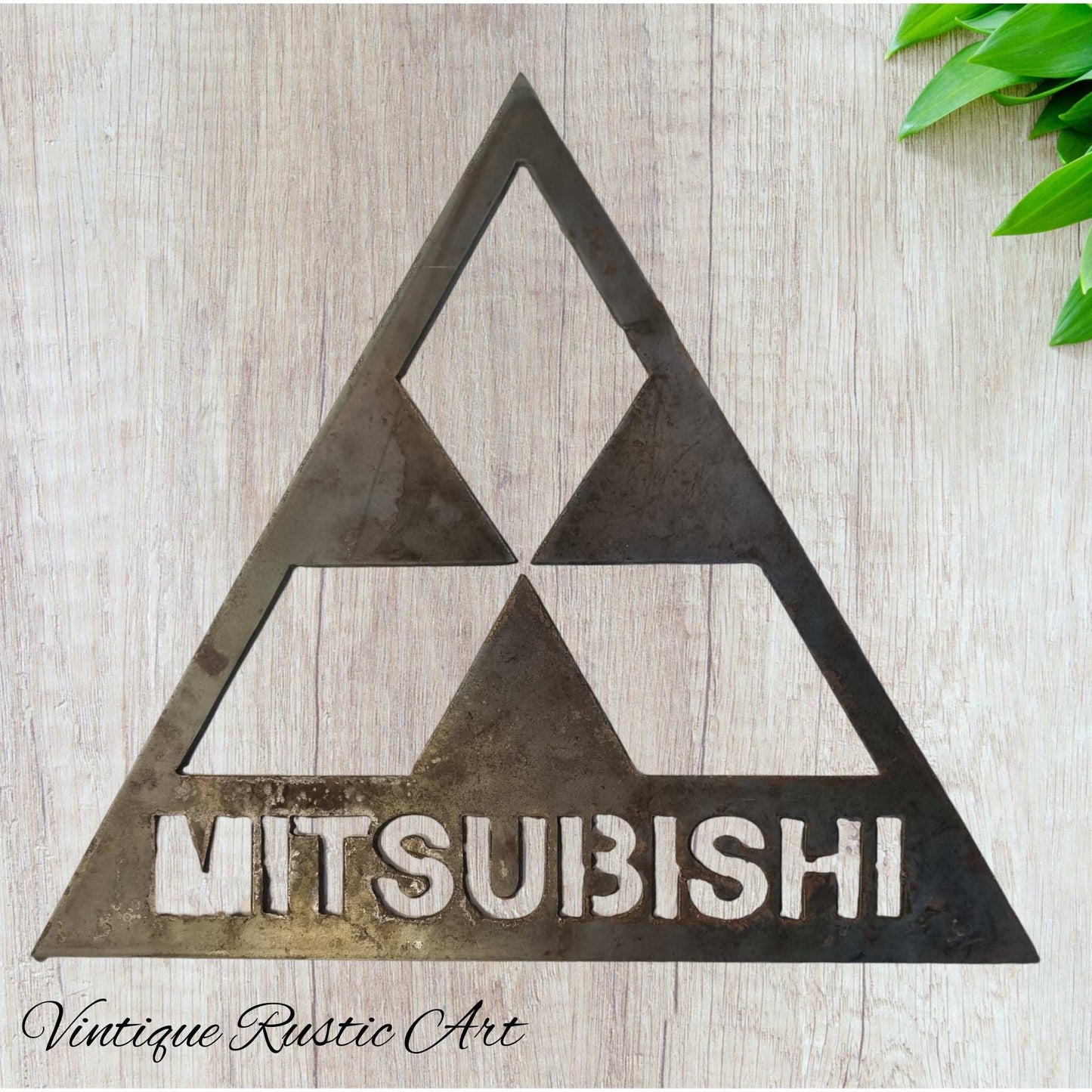 Mitsibishi Logo  Sign -Corten Rusty metal  art 370 x400mm-Vintique Concepts