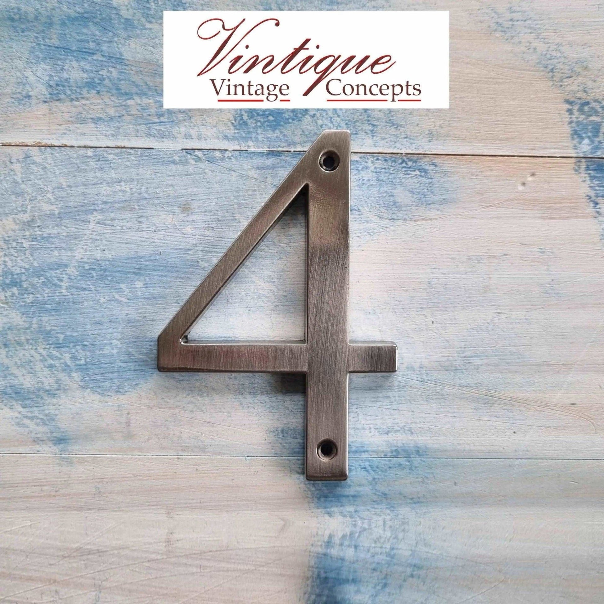 100mm Anodised alloy silver Number "4" (Four)-Vintique Concepts