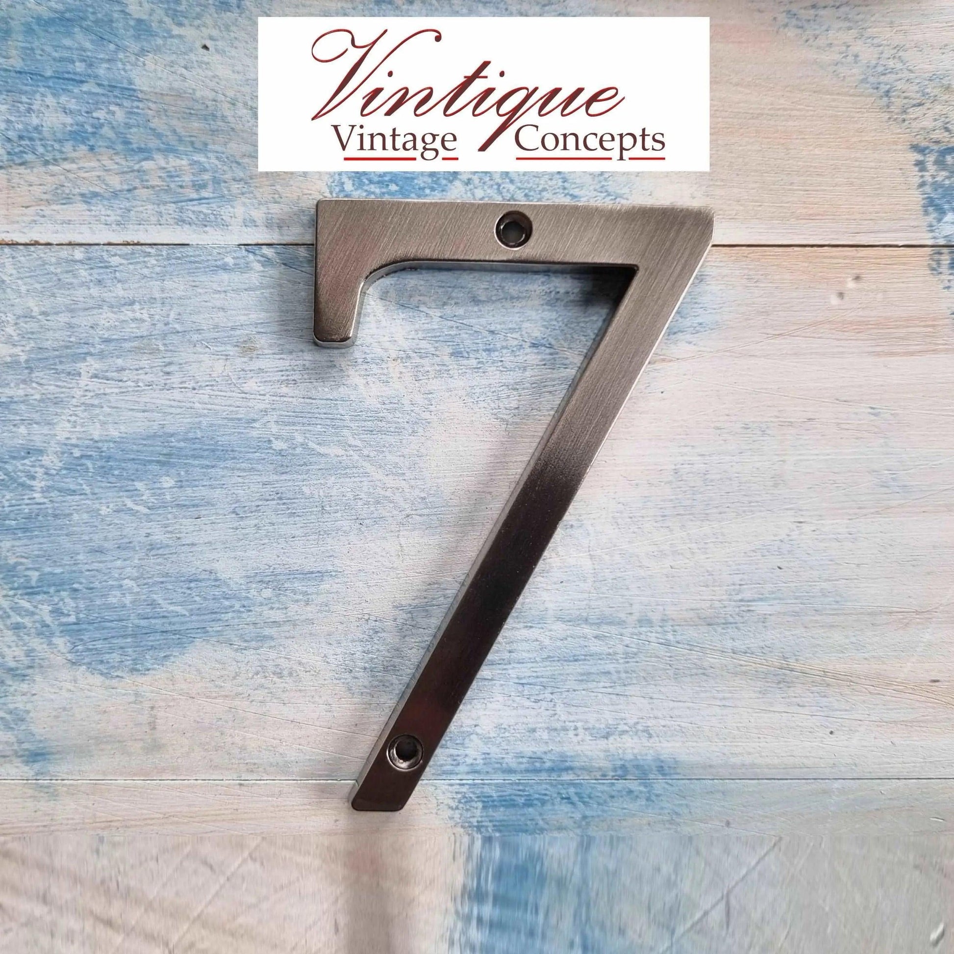 100mm Anodised alloy silver Number "7" (Seven) - Vintique Concepts