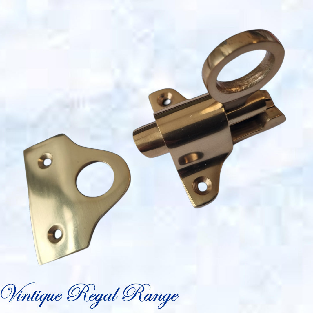 Regal Polished Brass Fanlight Catch 57mm x 50mm