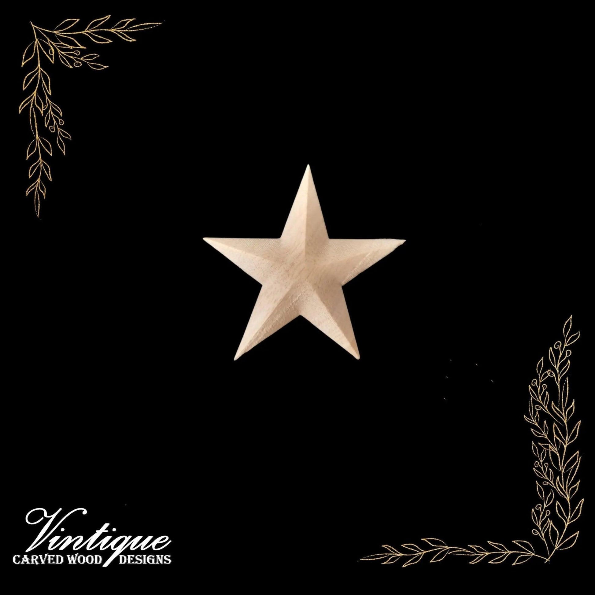 3D Star Centrepiece wood applique 8cm diameter-Vintique Concepts