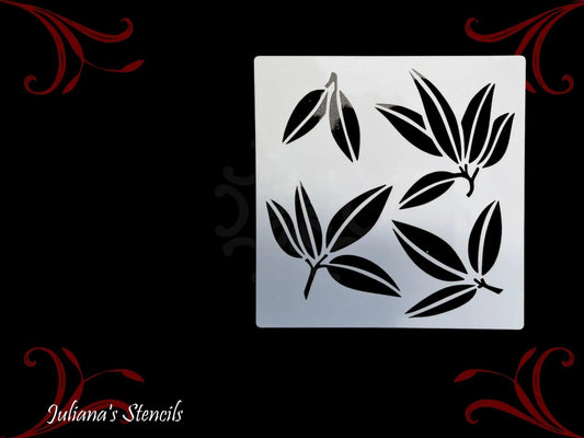 4 Pointed leaves flora & fauna small Furniture Paint Stencil 150mm x 150mm-Vintique Concepts