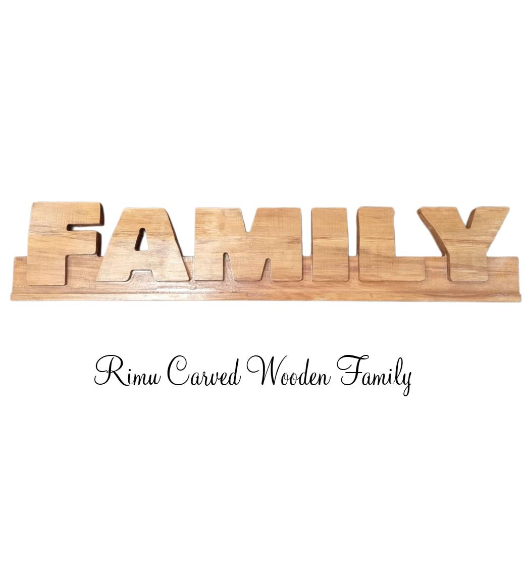 3D Carved wooden recycled Rimu Word sign FAMILY 640mm x 120mm-Vintique Concepts