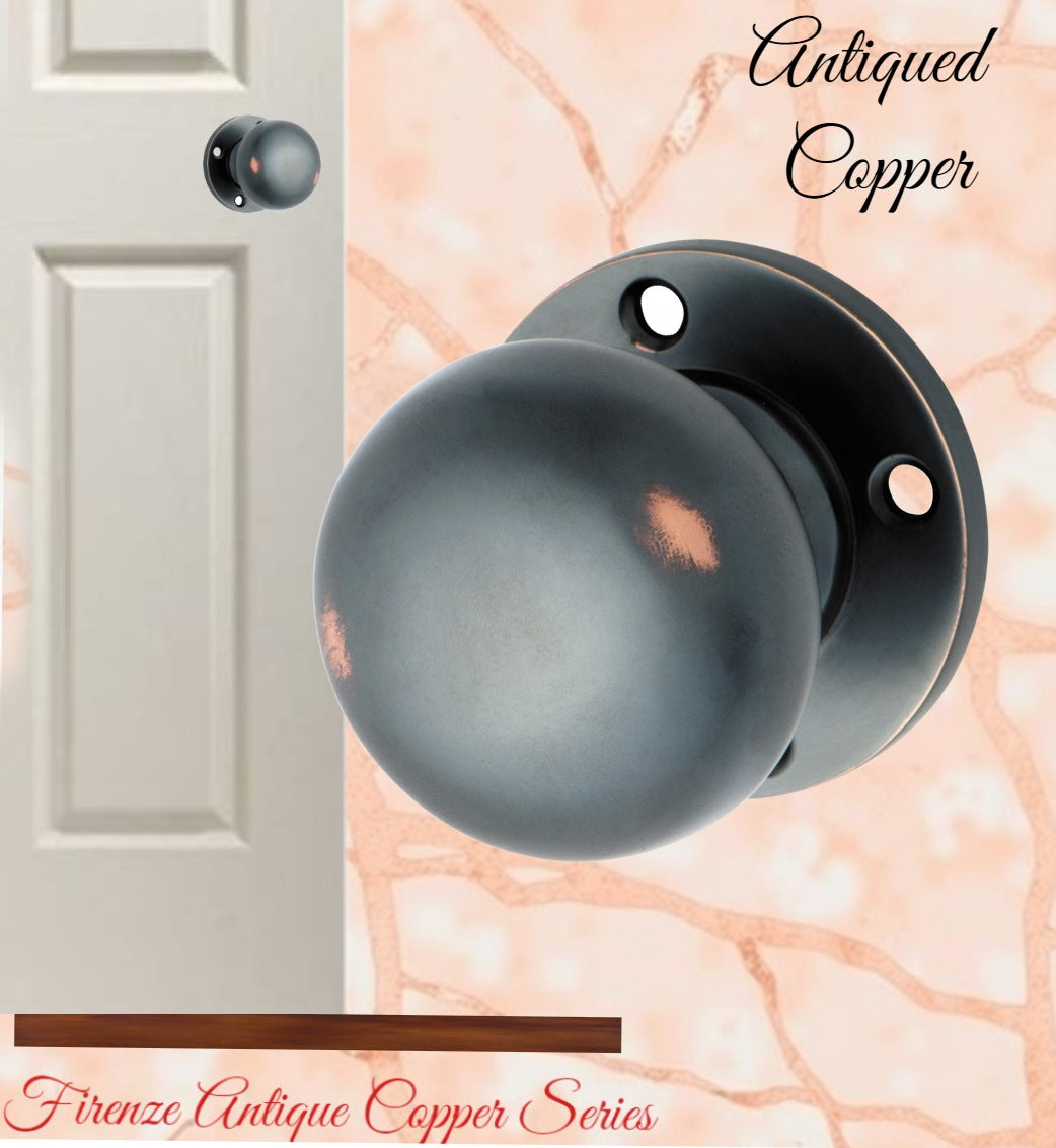 Antiqued Copper Round Ball Door Knob 54mm dia-Vintique Concepts