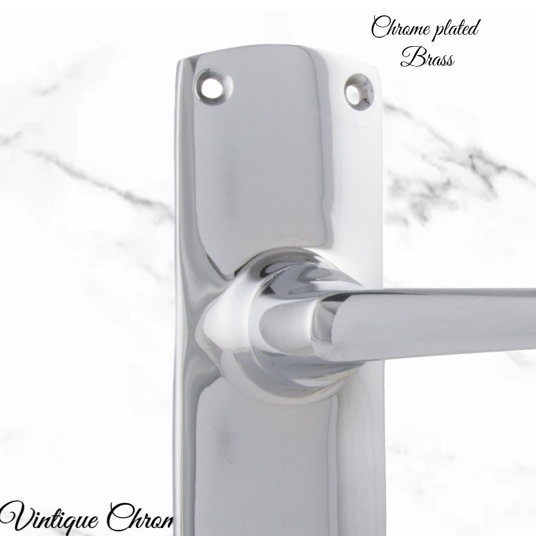 Chrome Plated PERIOD Door lever set latch-Vintique Concepts