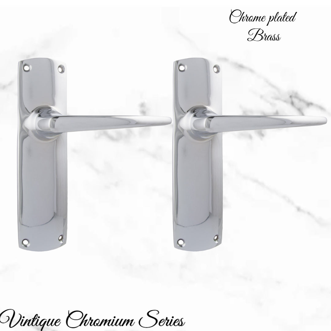 Chrome Plated PERIOD Door lever set latch-Vintique Concepts