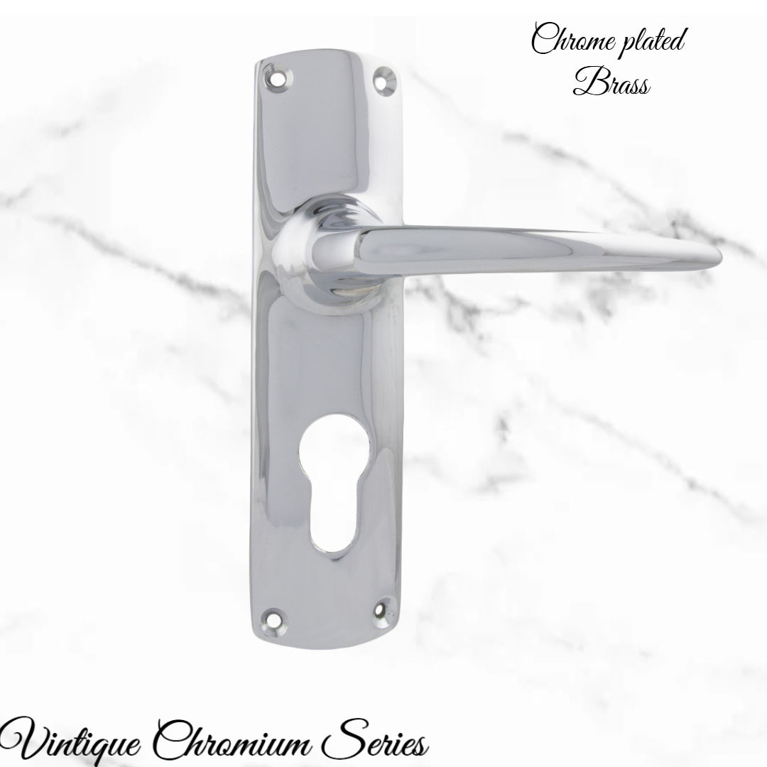 Chrome Plated PERIOD Door lever set latch-Vintique Concepts