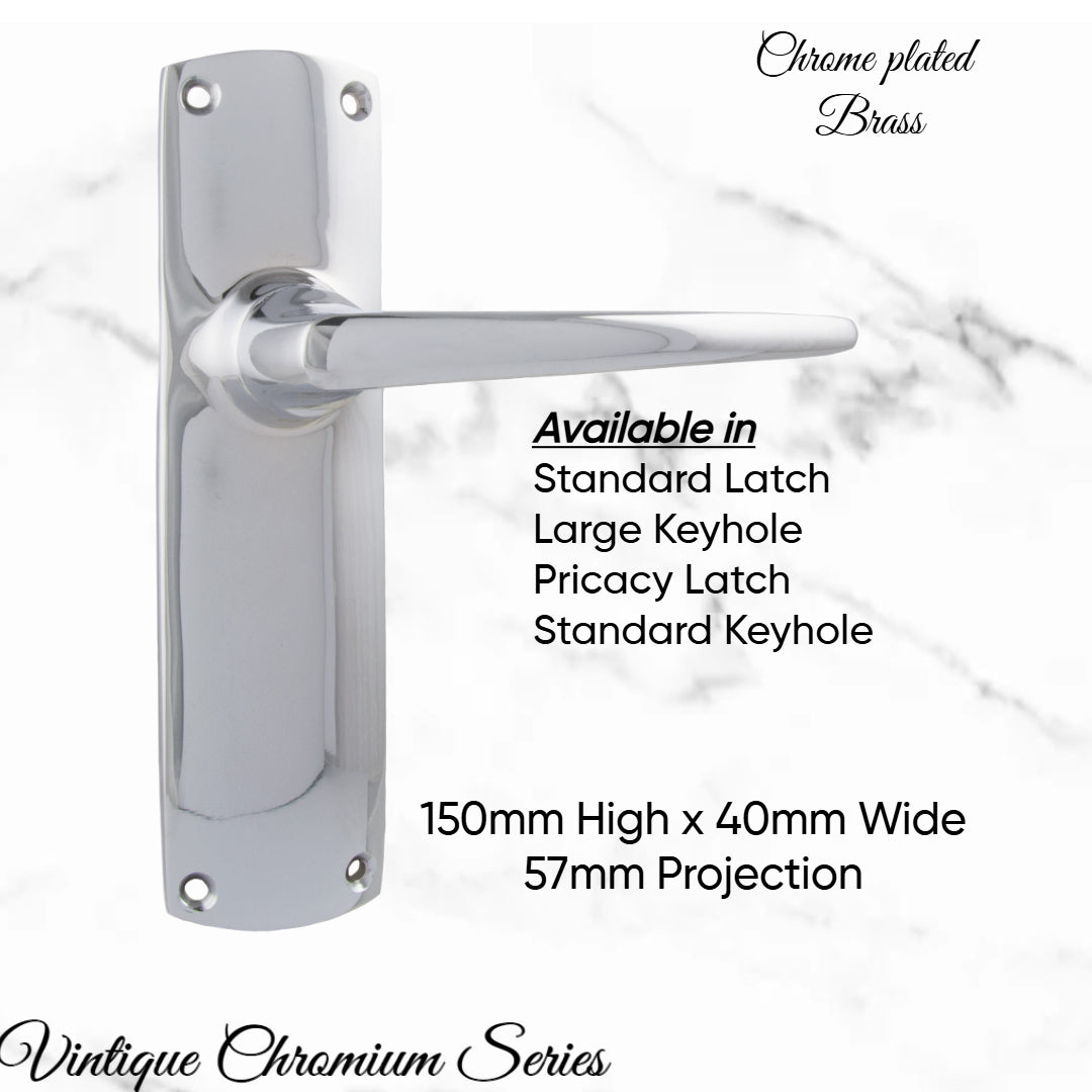 Chrome Plated PERIOD Door lever set latch-Vintique Concepts