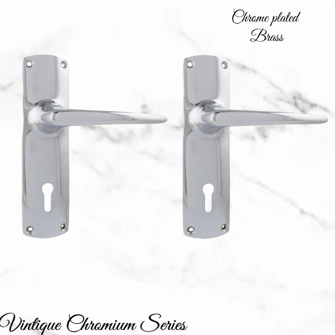 Chrome Plated PERIOD Door lever set latch-Vintique Concepts