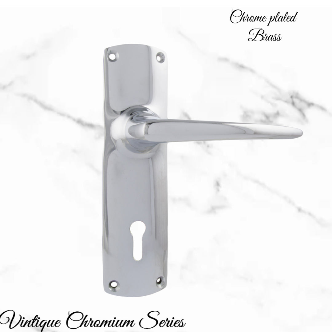 Chrome Plated PERIOD Door lever set latch-Vintique Concepts