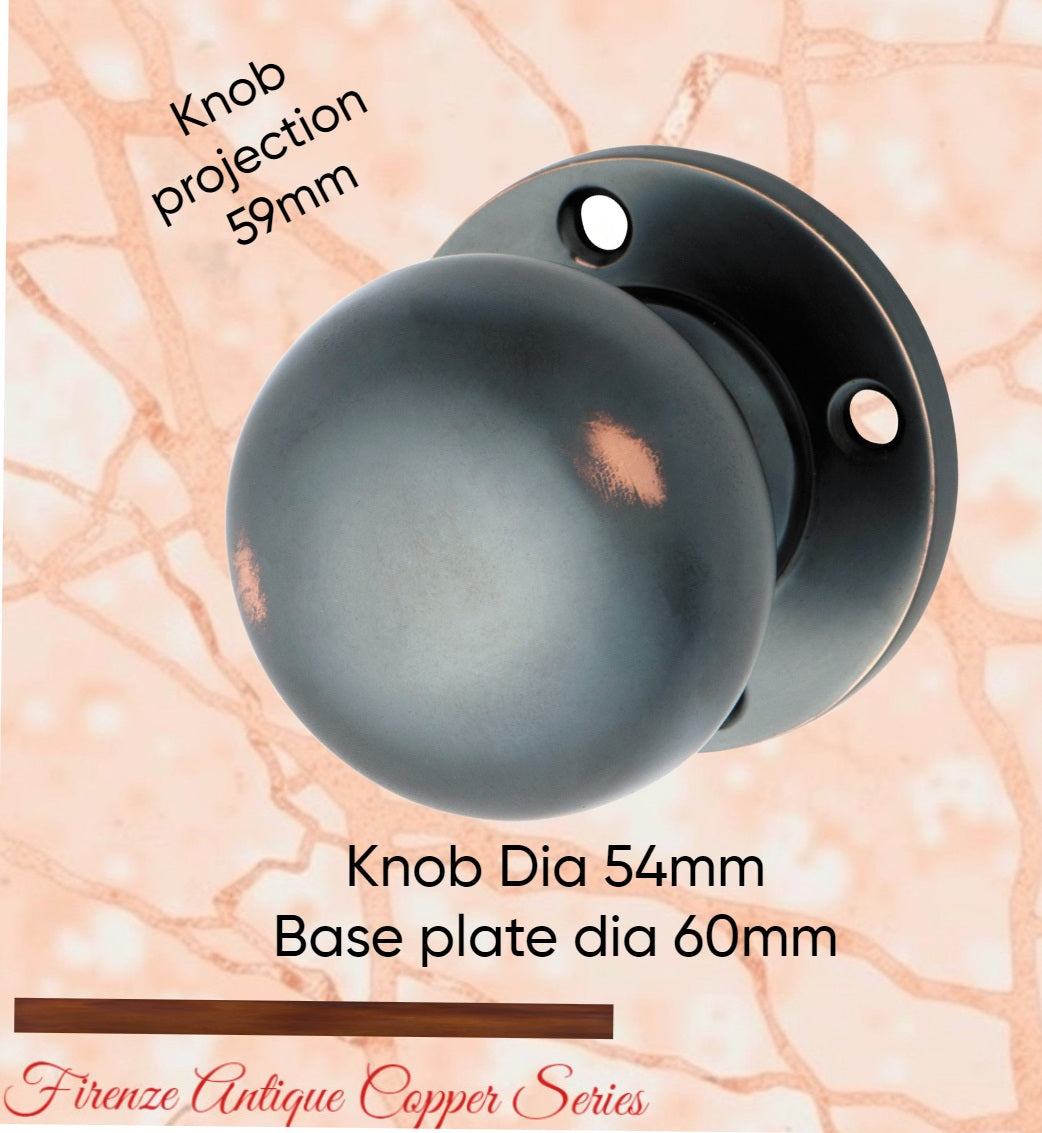 Antiqued Copper Round Ball Door Knob 54mm dia-Vintique Concepts