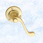 Polished Brass Round Rose base/ Wave lever door handle 68mm dia-Vintique Concepts