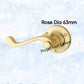 Polished Brass Round Rose base/ Wave lever door handle 68mm dia-Vintique Concepts