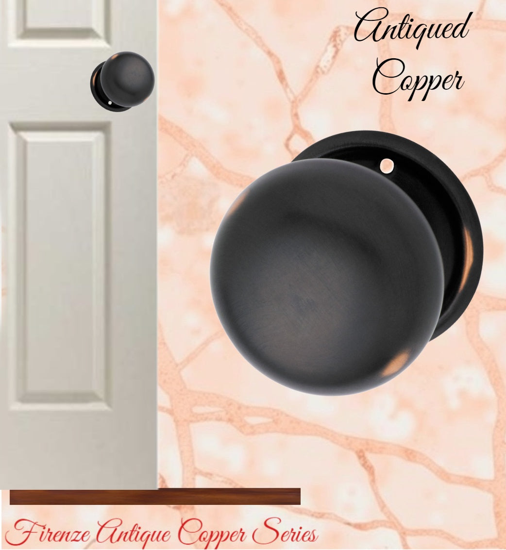 Antiqued Copper Round Mortice Door Knob 54mm dia-Vintique Concepts