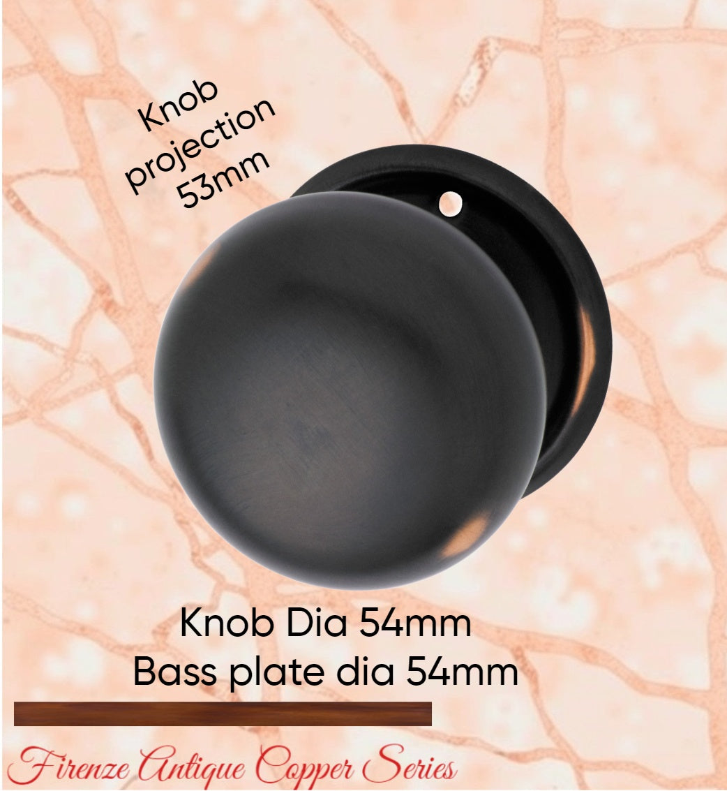 Antiqued Copper Round Mortice Door Knob 54mm dia-Vintique Concepts