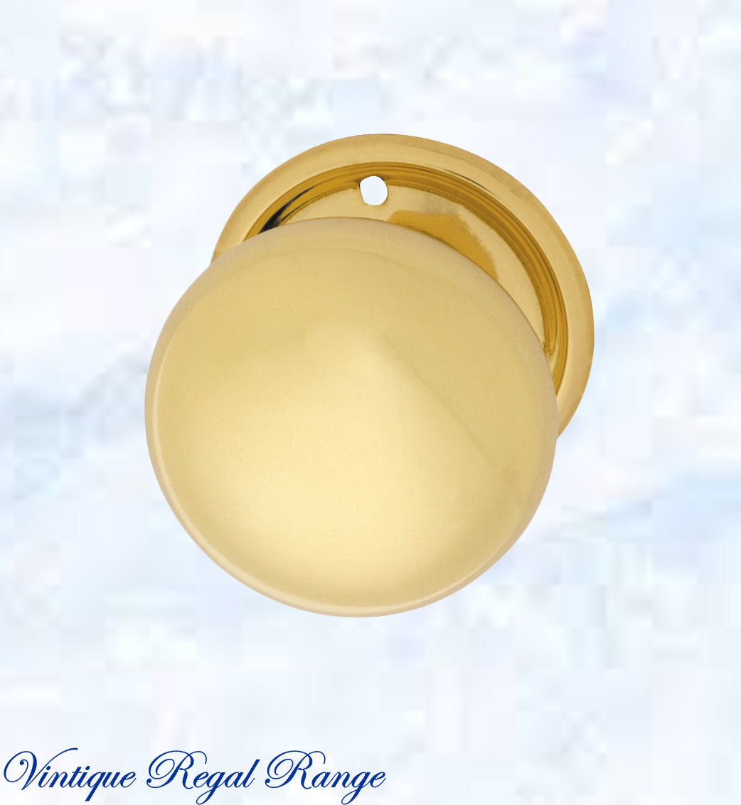 Polished Brass Round Mortice Door Knob 54mm dia-Vintique Concepts