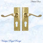 Polished Brass Queens longplate lever door handle 152x 42mm (4 types)-Vintique Concepts