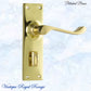 Polished Brass Queens longplate lever door handle 152x 42mm (4 types)-Vintique Concepts