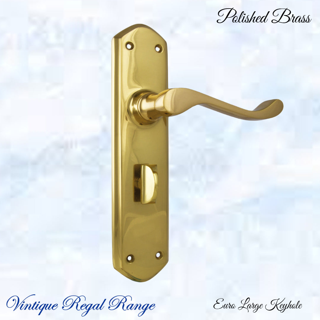 Polished Brass Royal Wave lever door handle 200mmx45mm (4 types)-Vintique Concepts