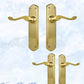 Polished Brass Royal Wave lever door handle 200mmx45mm (4 types)-Vintique Concepts