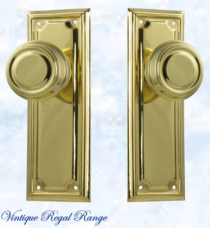 Polished Brass Classico Door knob W/backplate 185mm x 60mm-Vintique Concepts