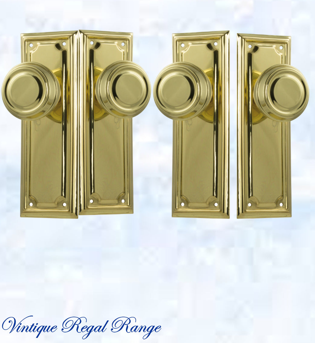 Polished Brass Classico Door knob W/backplate 185mm x 60mm-Vintique Concepts