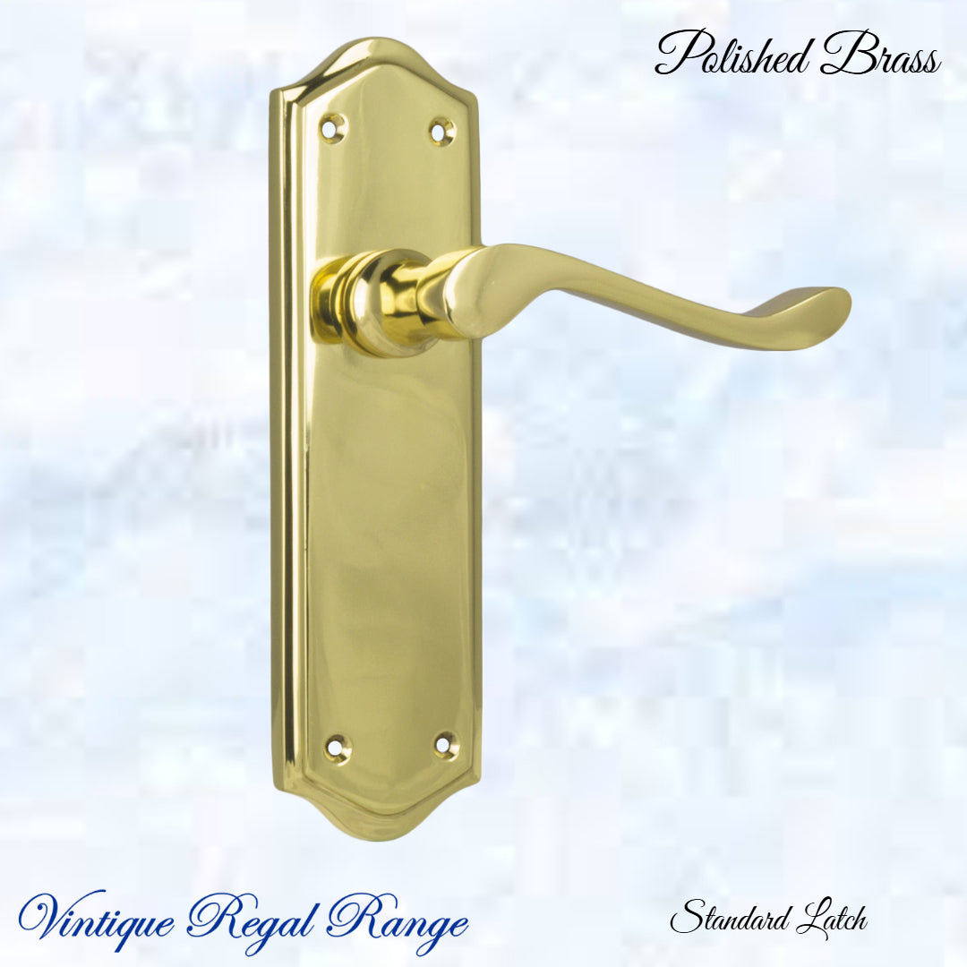 Polished Brass PARNELL lever door handle 180mm x 50mm-Vintique Concepts