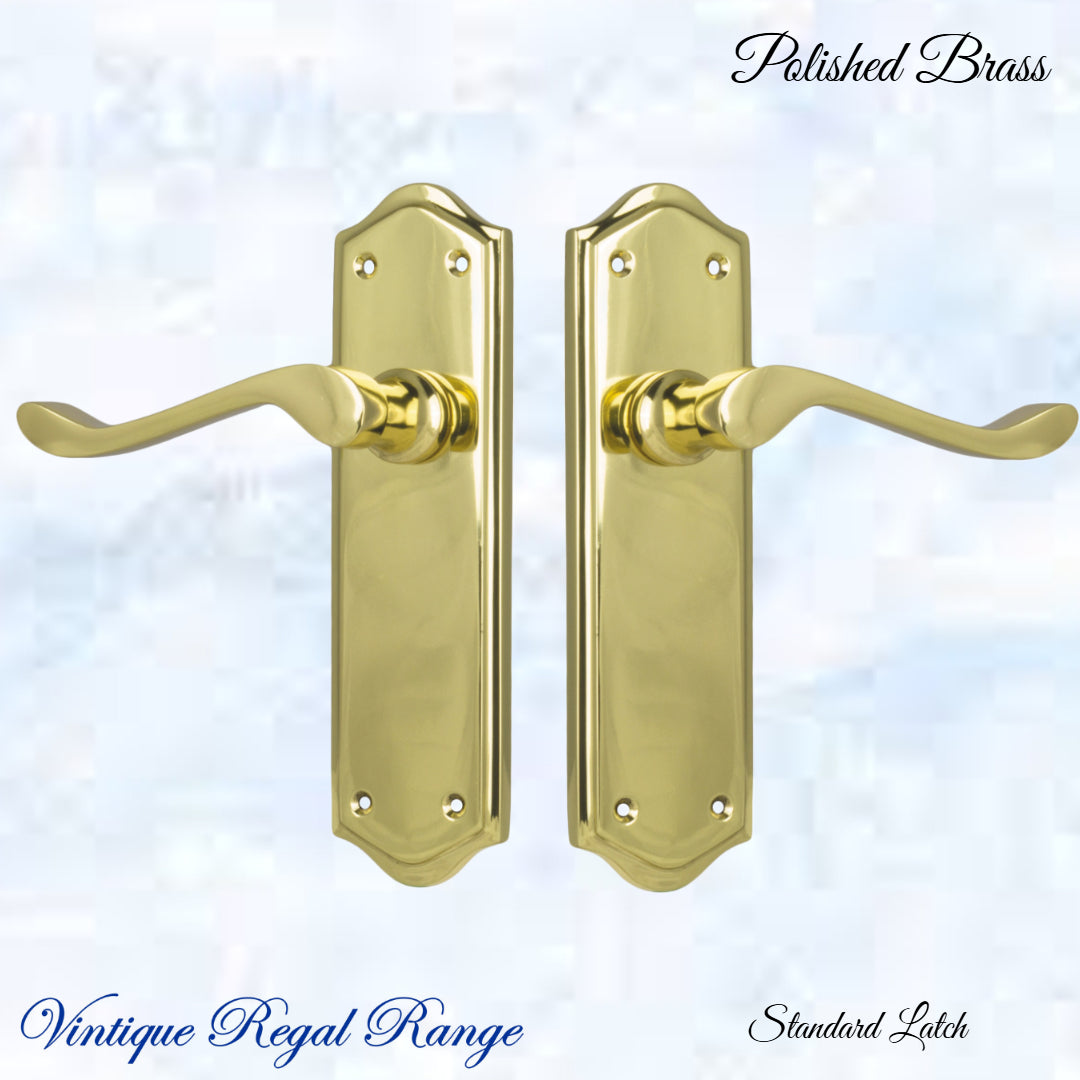 Polished Brass PARNELL lever door handle 180mm x 50mm-Vintique Concepts