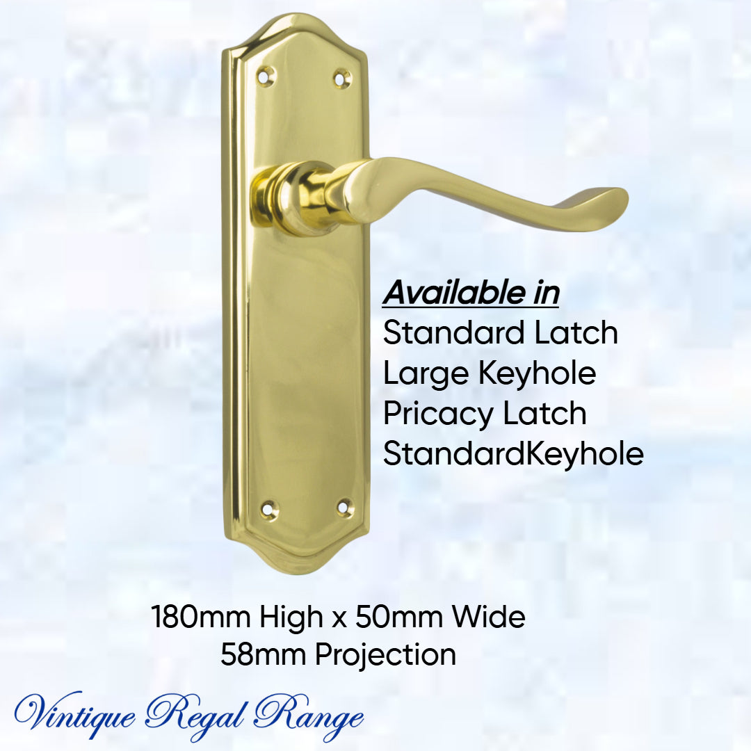 Polished Brass PARNELL lever door handle 180mm x 50mm-Vintique Concepts