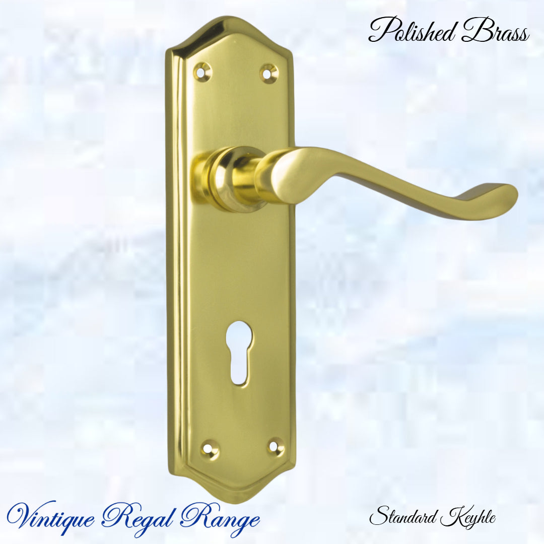 Polished Brass PARNELL lever door handle 180mm x 50mm-Vintique Concepts