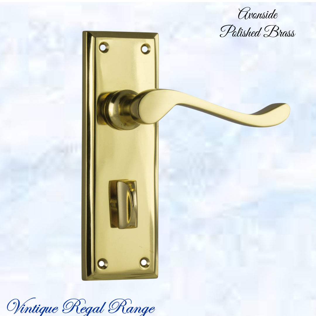 Polished Brass Avonside lever door handle 152x 50mm (4 types)-Vintique Concepts