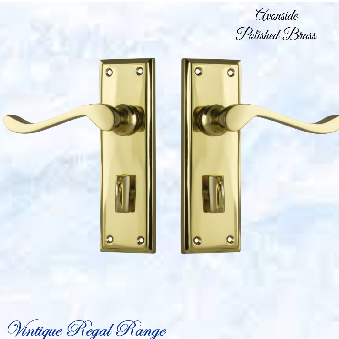 Polished Brass Avonside lever door handle 152x 50mm (4 types)-Vintique Concepts