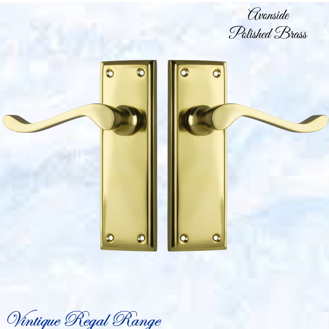 Polished Brass Avonside lever door handle 152x 50mm (4 types)-Vintique Concepts