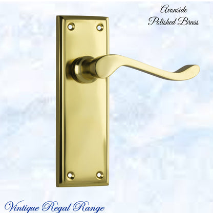 Polished Brass Avonside lever door handle 152x 50mm (4 types)-Vintique Concepts