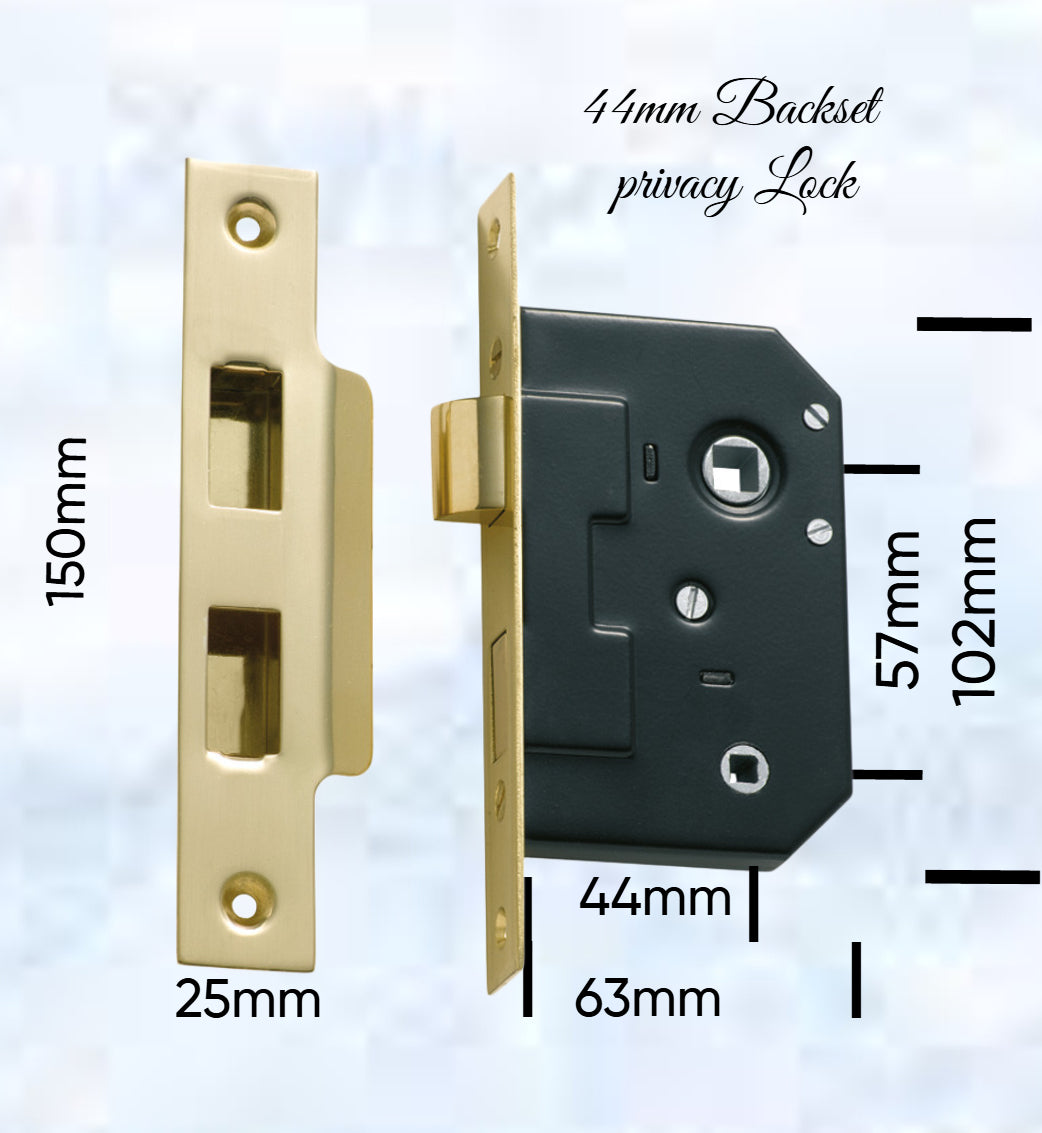 Internal Privacy Lockset & striker plates (44mm Backset) -Various finishes