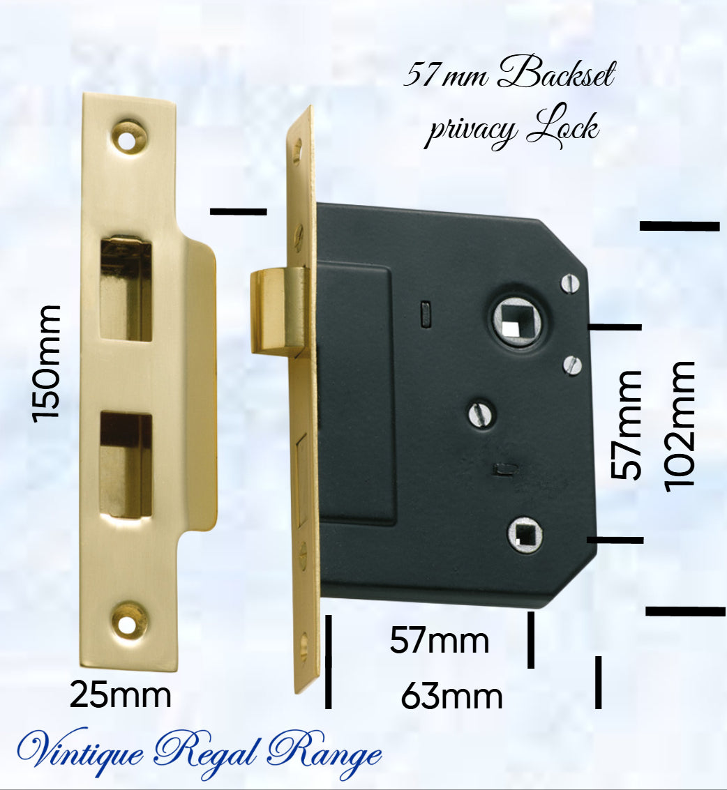 Internal Privacy Lockset & striker plates (57mm Backset) -Various finishes-