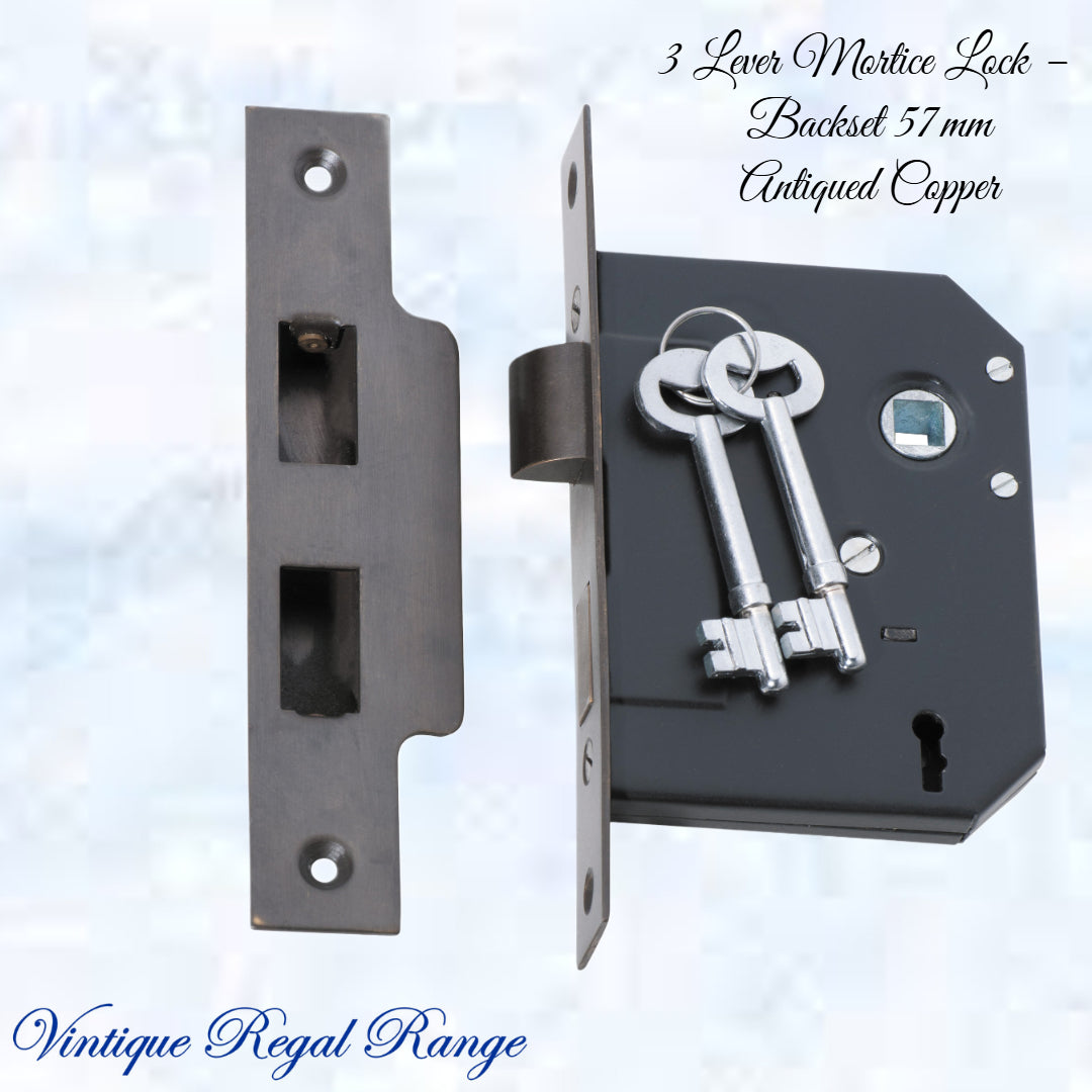 3 Lever Mortice Lock – (Backset 57mm ) Various finishes-Vintique Concepts