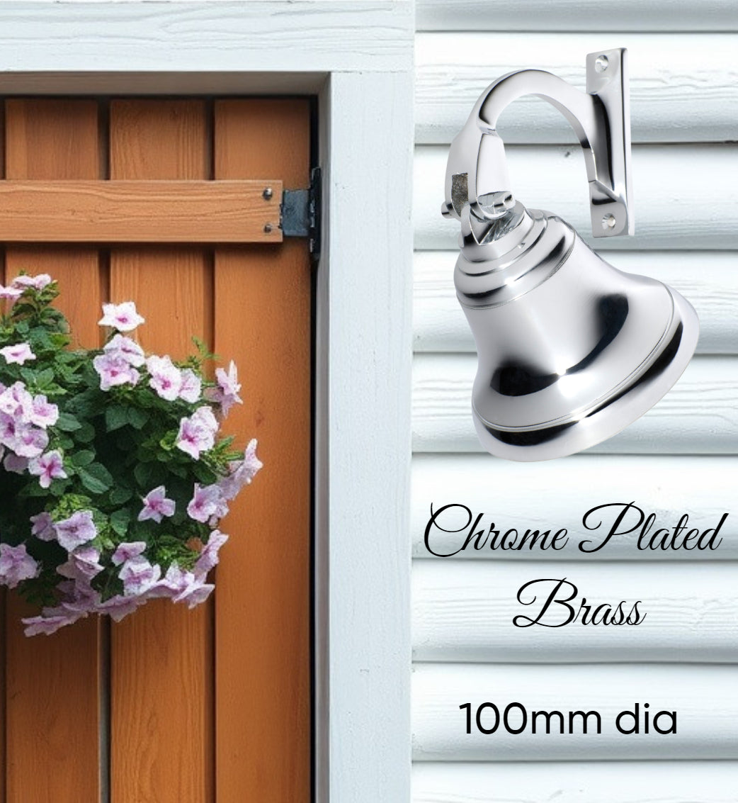 Classico Chrome plated Brass ships Bell (100mm dia)-Vintique Concepts