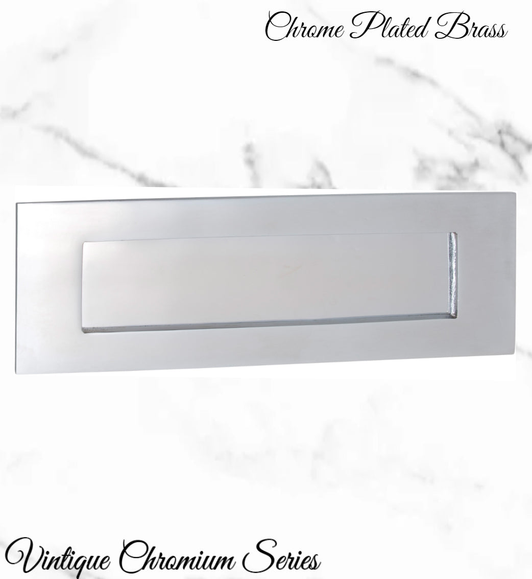 Chrome plated Brass door mail or letter slot plate-Vintique Concepts