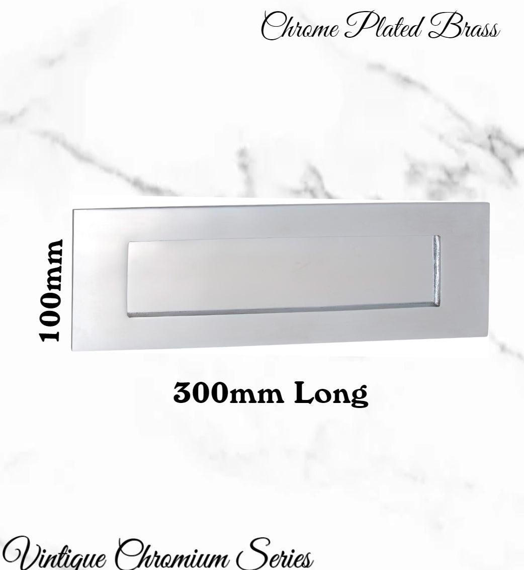 Chrome plated Brass door mail or letter slot plate-Vintique Concepts