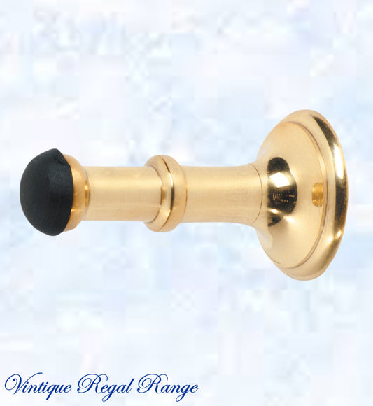 Polished Brass Classic rubber door stop 80mm Long