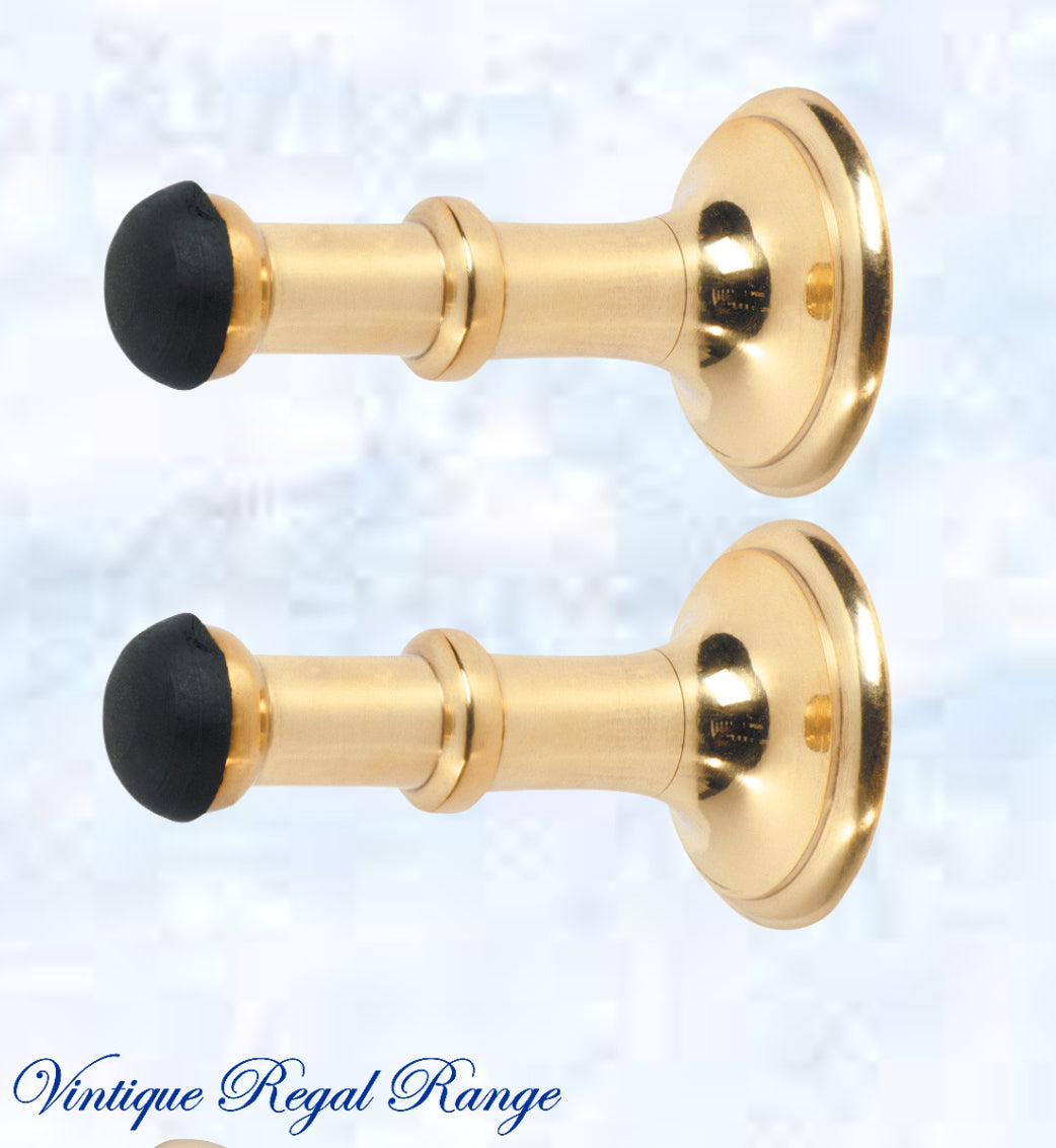 Polished Brass Classic rubber door stop 80mm Long