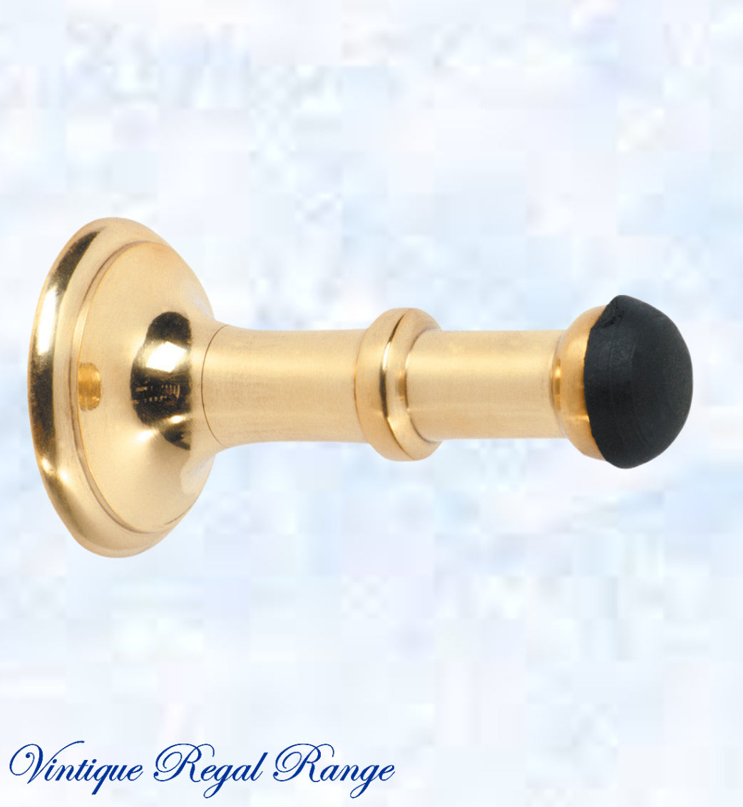 Polished Brass Classic rubber door stop 80mm Long