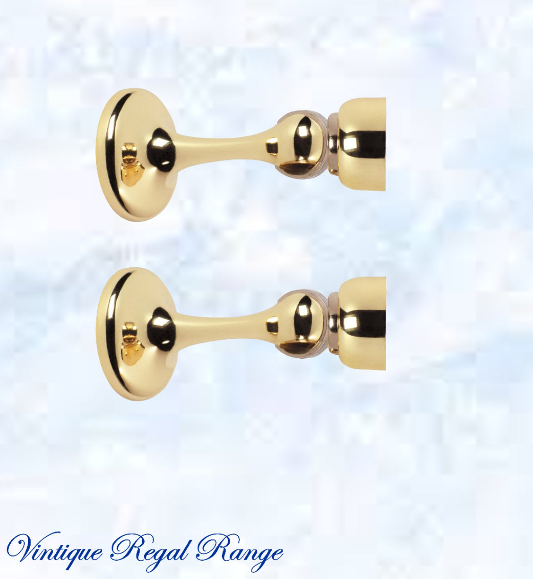 Polished Brass Magnetic door stop 75mm L x 44mm baseplate