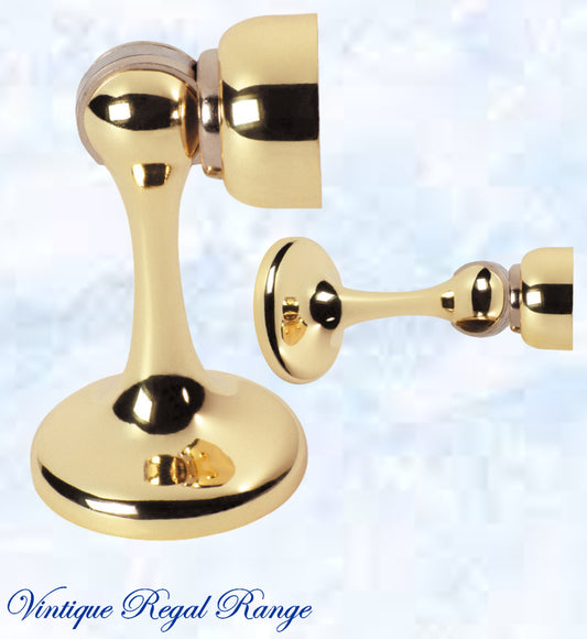 Polished Brass Magnetic door stop 75mm L x 44mm baseplate