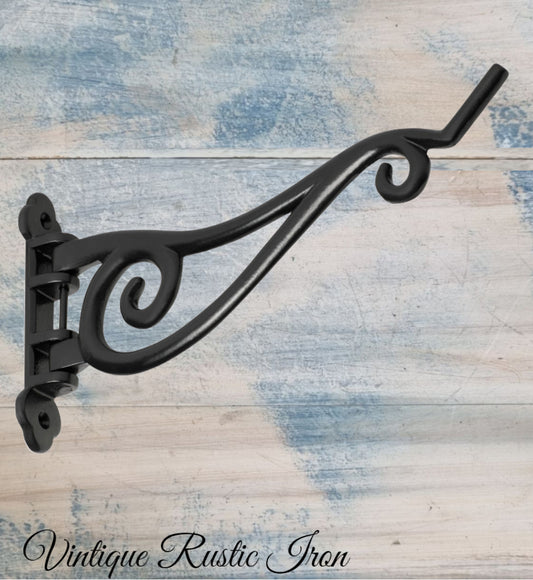 Cast Iron Wall Bracket - Rustic Iron Large Swing Planter Hook 250mm X 125mm