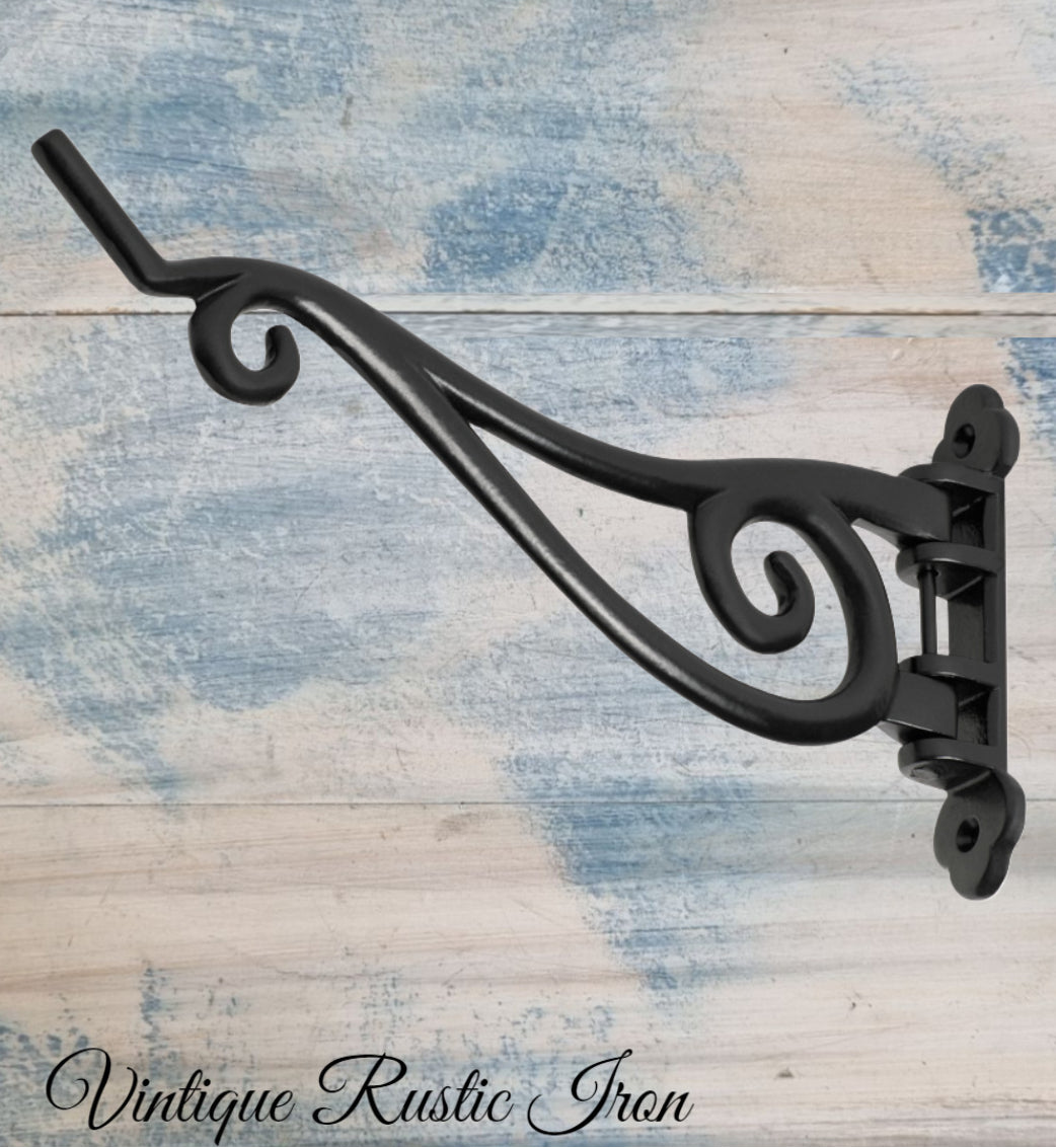 Rustic Iron large swing Planter Hook 250mm x 125mm-Vintique Concepts