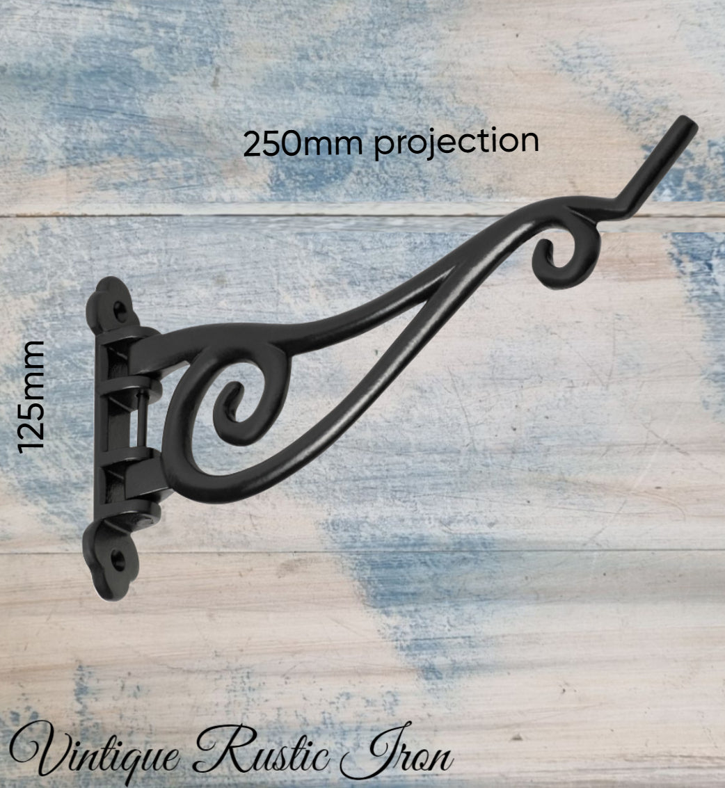 Rustic Iron large swing Planter Hook 250mm x 125mm-Vintique Concepts