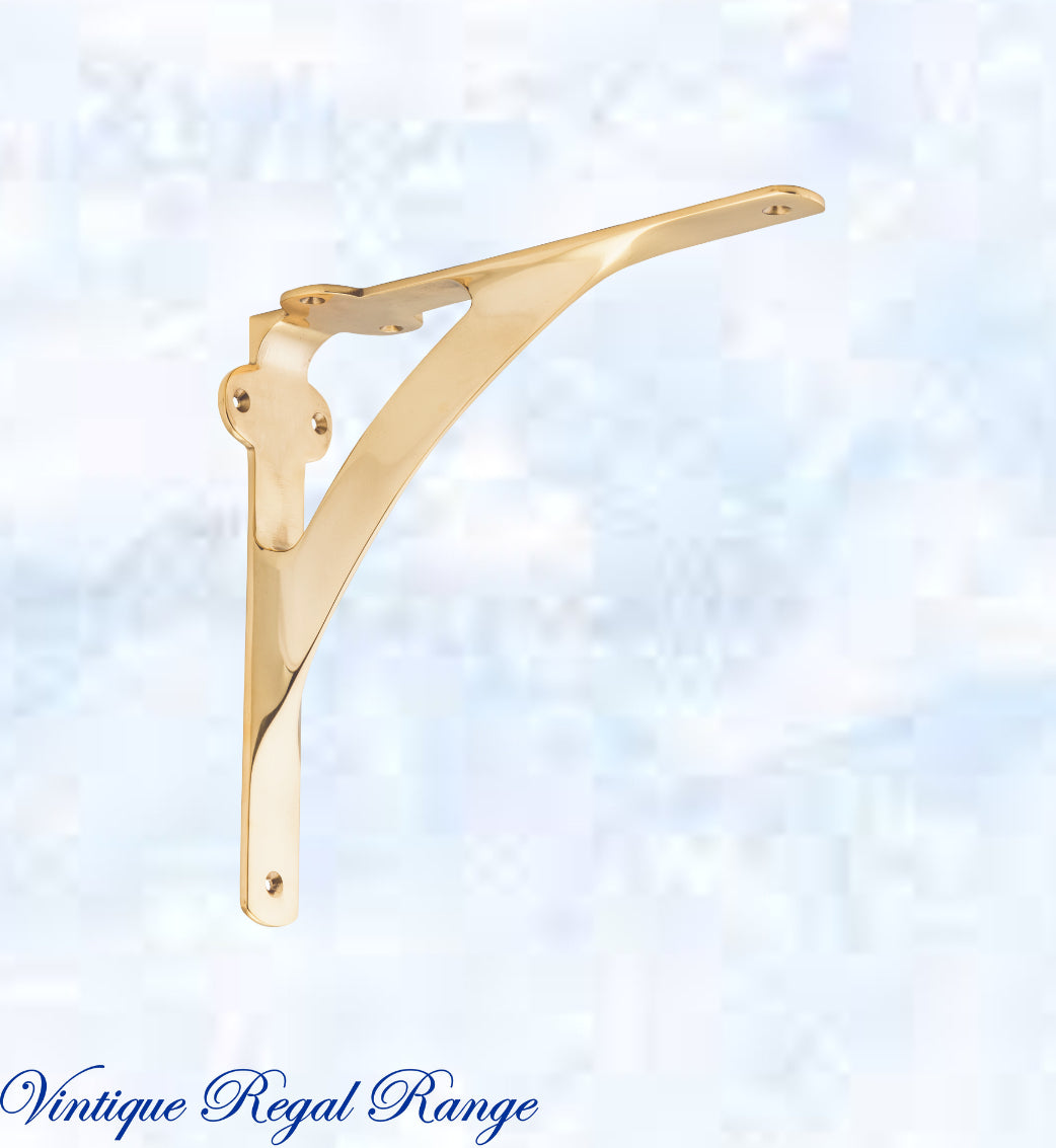 Regal Polished Brass GWENDOLENE Medium Shelf bracket 150 x 150mm-Vintique Concepts