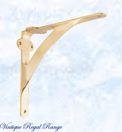 Regal Polished Brass GWENDOLENE Small Shelf bracket 130 x 130mm-Vintique Concepts